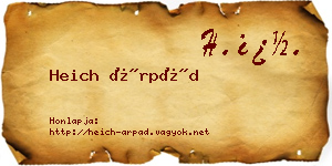 Heich Árpád névjegykártya